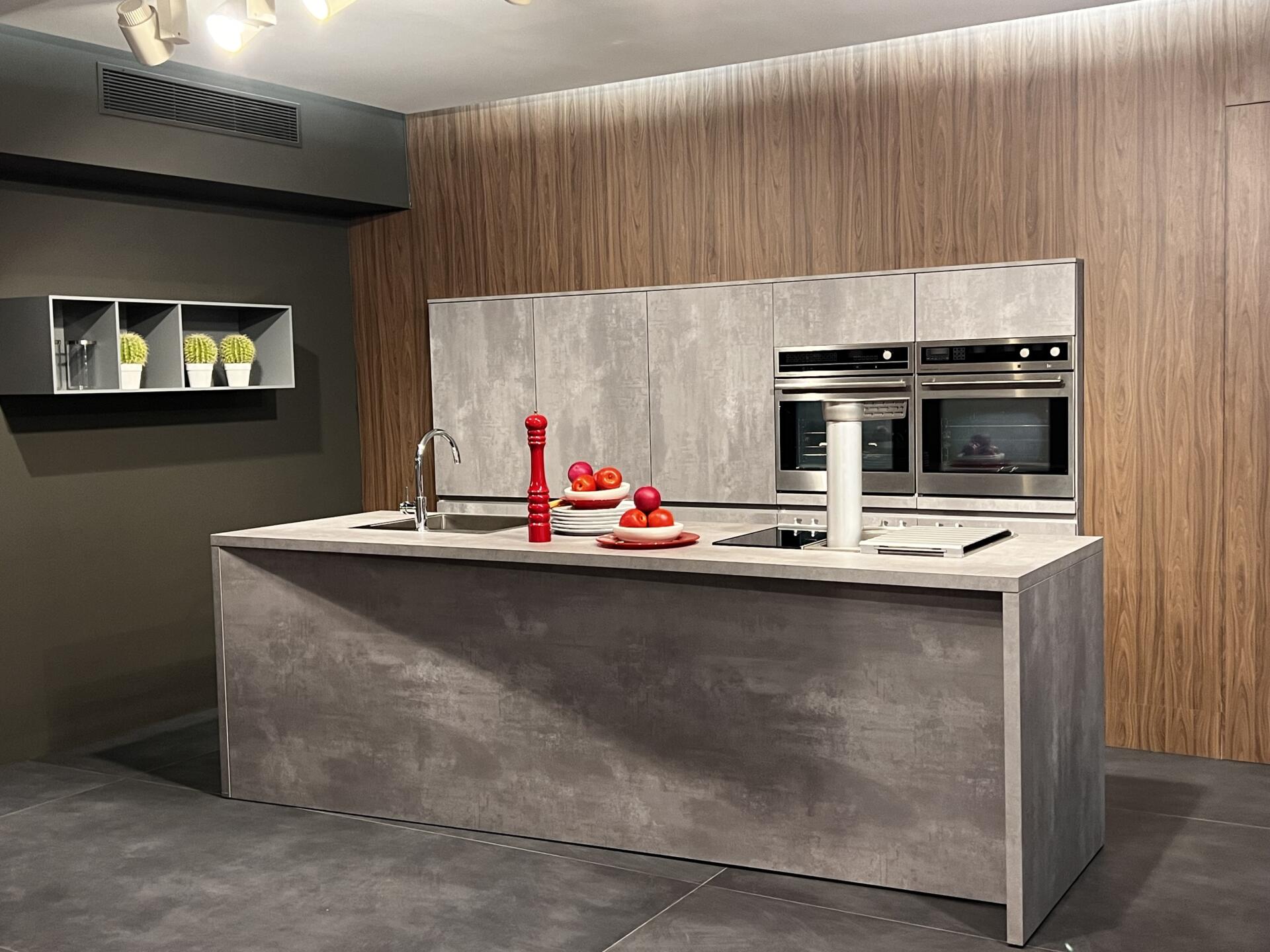 Εκθεσιακά έπιπλα κουζίνας &#8211; Pearl Grey Concrete Effect &#8211; Ballerina Küchen