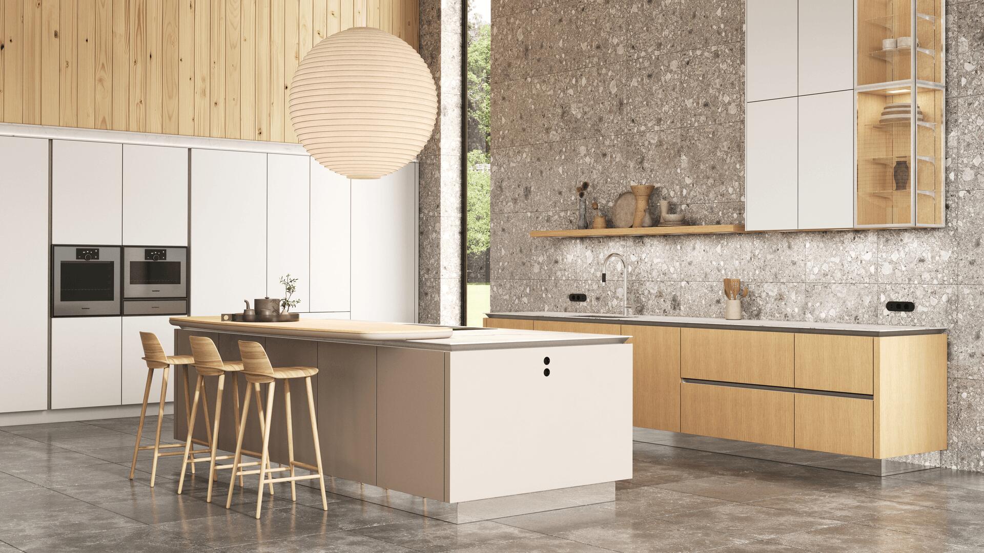 SieMatic SLX in Agate Grey & Travertine Oak